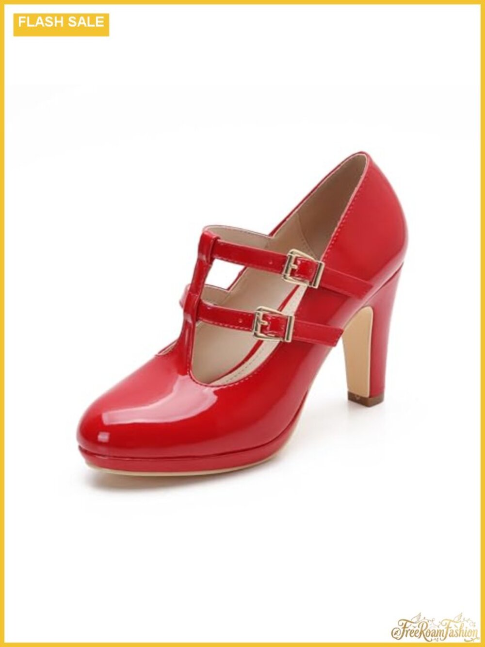 Women's Mary Jane Heels Chunky Platform T-Strap Dress Pumps